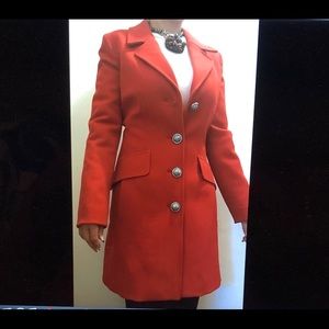MOSCHINO TRENCH MILITARY COAT RED QUILTED XS ITALY